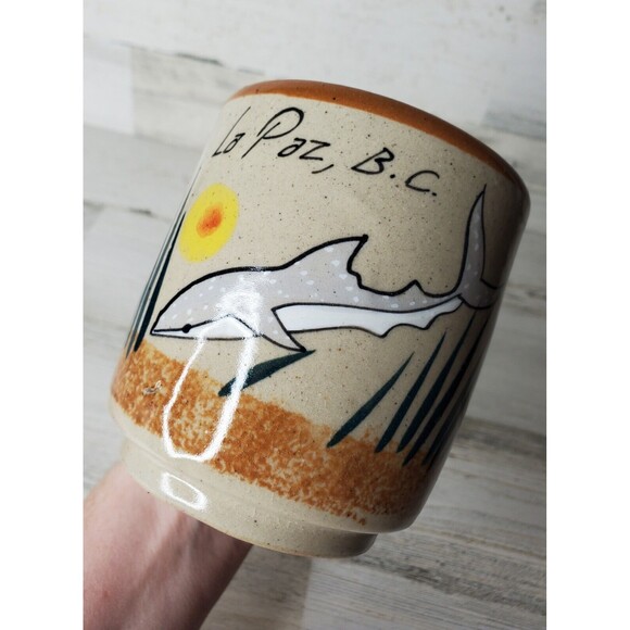La Paz, B.C. Souvenir Hand Painted Mexican Folk Art Coffee Mug Whale Shark READ! - Picture 5 of 10